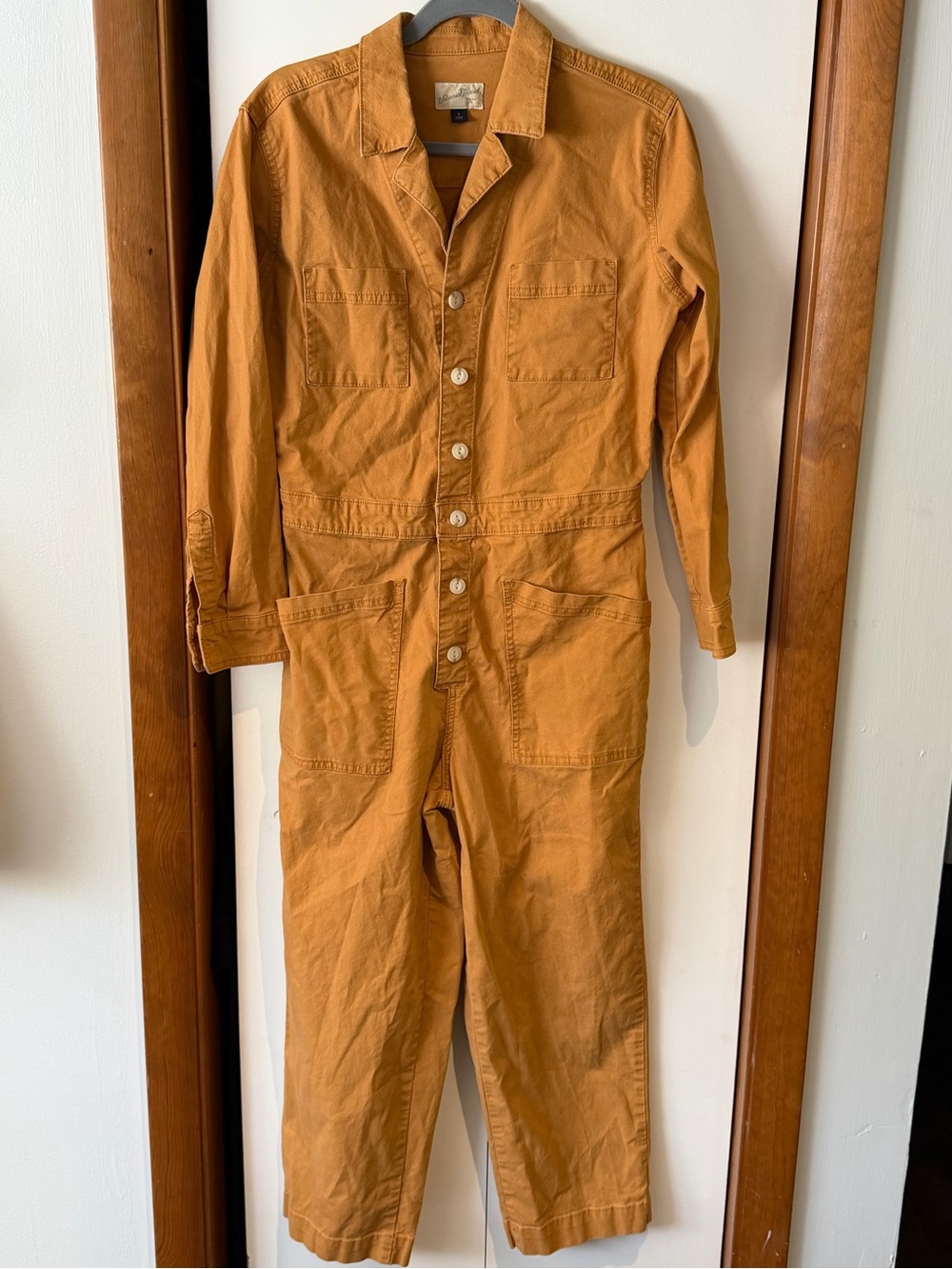Universal Thread Women's Long Sleeve Button-Front Mustard Coveralls - Size 8